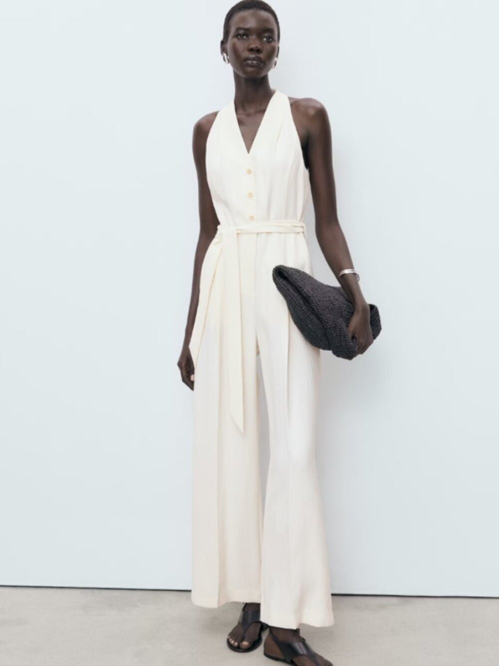NWT MANGO Halter-Neck Vest Jumpsuit - Size Large